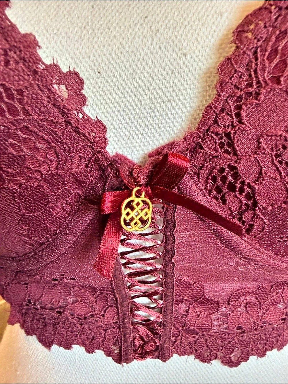 Daisy Fuentes DF827 Lace Bustier Bra in Burgundy 36B Like New - Picture 2 of 8